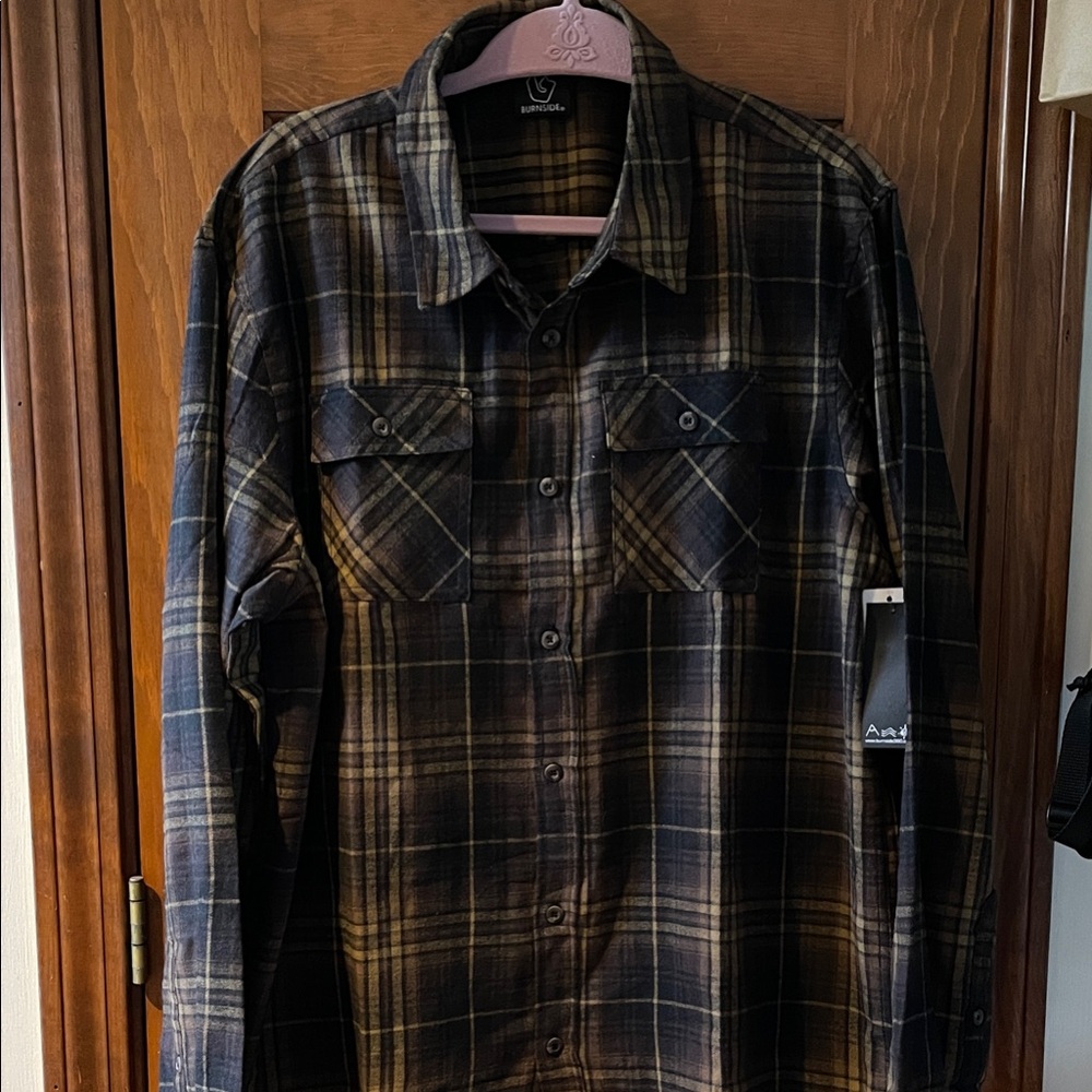 Burnside Brown Plaid Shirt NWT